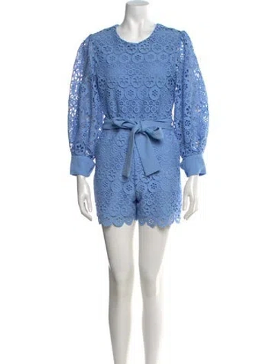 Pre-owned Maje Lace Pattern Crew Neck Romper In Blue