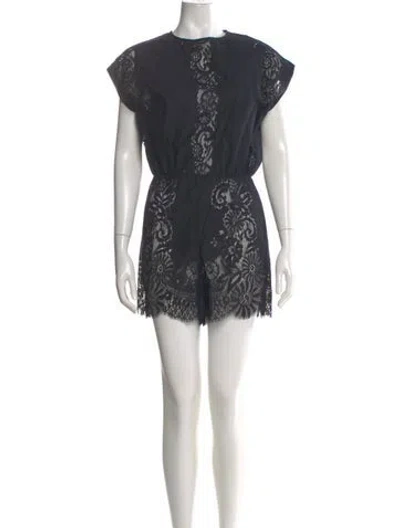 Pre-owned Maje Lace Pattern Crew Neck Romper In Gray