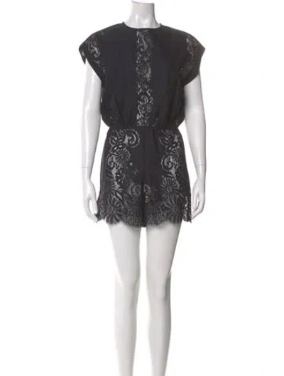 Pre-owned Maje Lace Pattern Crew Neck Romper In Gray