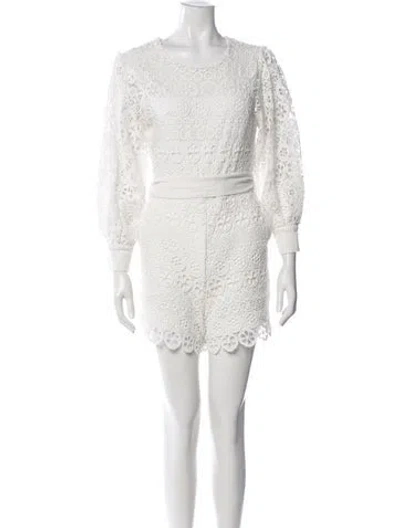 Pre-owned Maje Lace Pattern Crew Neck Romper In White