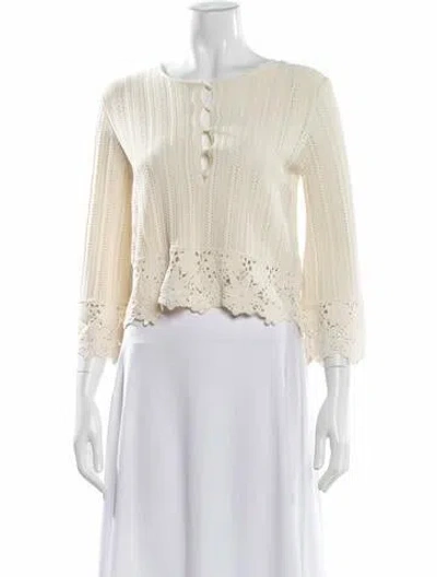 Pre-owned Maje Lace Pattern Crew Neck Sweater In Neutral