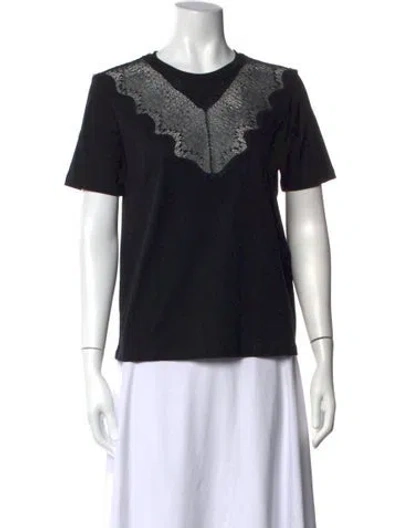 Pre-owned Maje Lace Pattern Crew Neck T-shirt In Green