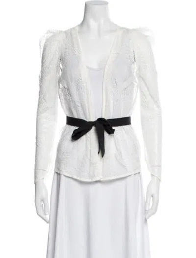 Pre-owned Maje Lace Pattern Jacket In White