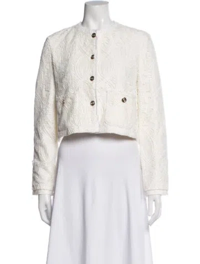 Pre-owned Maje Lace Pattern Jacket In White