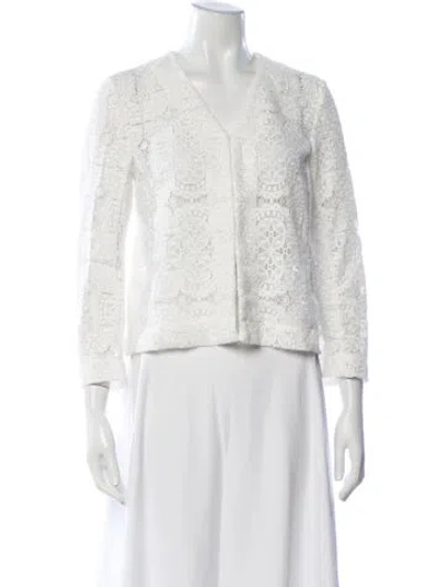 Pre-owned Maje Lace Pattern Jacket In White