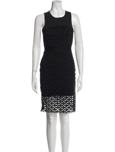 Pre-owned Maje Lace Pattern Knee-length Dress In Blue