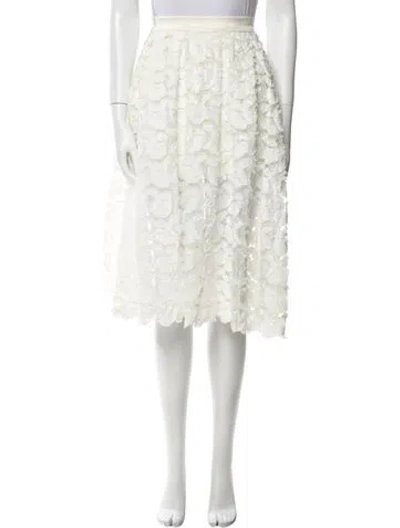 Pre-owned Maje Lace Pattern Knee-length Skirt In White
