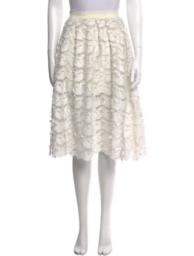 Pre-owned Maje Lace Pattern Knee-length Skirt In White