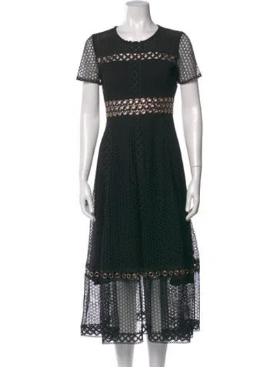 Pre-owned Maje Lace Pattern Long Dress In Black