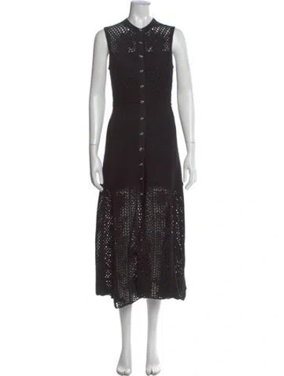 Pre-owned Maje Lace Pattern Long Dress In Black