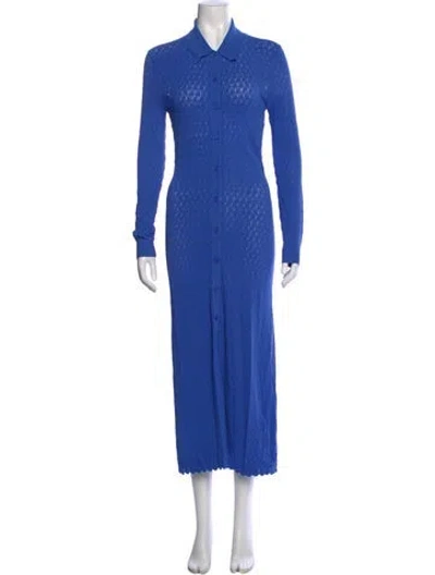 Pre-owned Maje Lace Pattern Long Dress In Blue