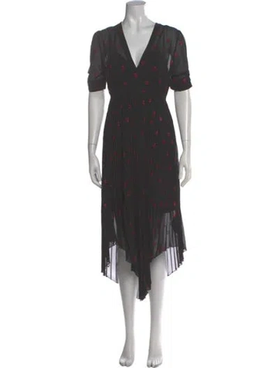 Pre-owned Maje Lace Pattern Long Dress In Gray