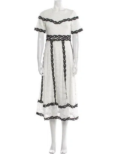 Pre-owned Maje Lace Pattern Long Dress In White