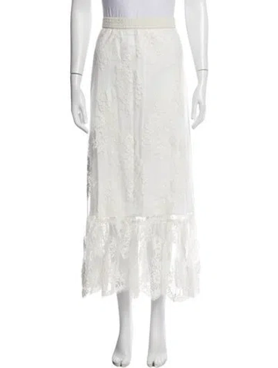 Pre-owned Maje Lace Pattern Long Skirt In White