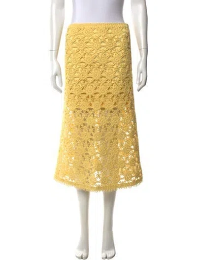 Pre-owned Maje Lace Pattern Long Skirt In Yellow