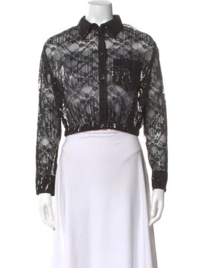 Pre-owned Maje Lace Pattern Long Sleeve Blouse W/ Tags In Multi