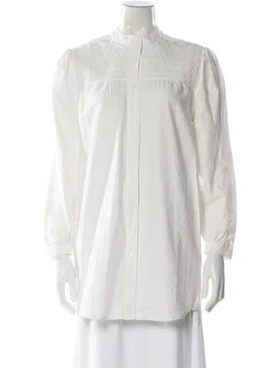 Pre-owned Maje Lace Pattern Long Sleeve Blouse In White