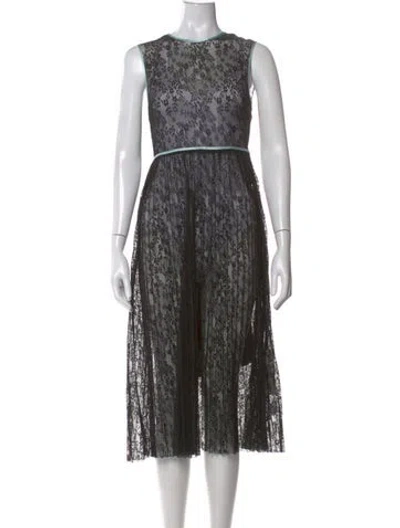 Pre-owned Maje Lace Pattern Midi Length Dress In Black