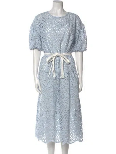 Pre-owned Maje Lace Pattern Midi Length Dress In Blue