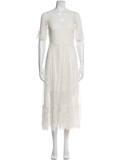 Pre-owned Maje Lace Pattern Midi Length Dress In Neutral