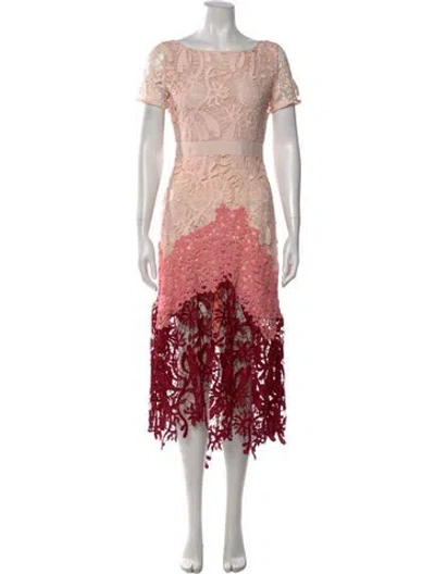 Pre-owned Maje Lace Pattern Midi Length Dress In Pink