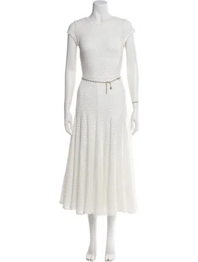 Pre-owned Maje Lace Pattern Midi Length Dress In White
