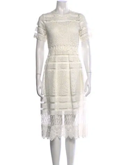 Pre-owned Maje Lace Pattern Midi Length Dress In White