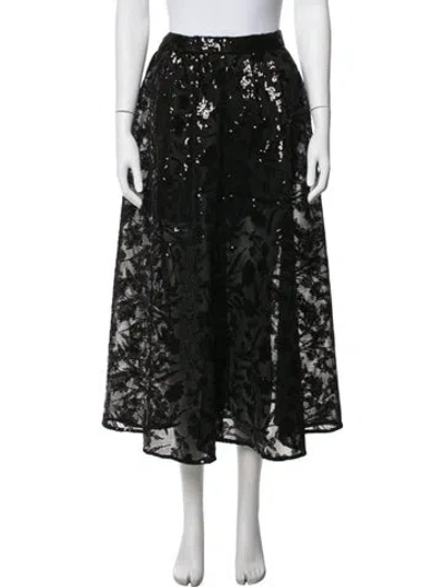 Pre-owned Maje Lace Pattern Midi Length Skirt In Black