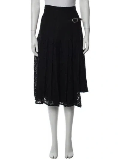 Pre-owned Maje Lace Pattern Midi Length Skirt In Black