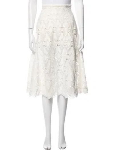 Pre-owned Maje Lace Pattern Midi Length Skirt In Neutral