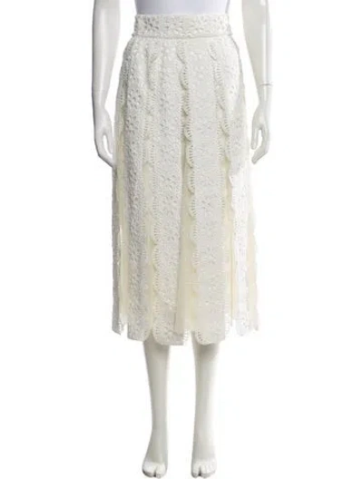 Pre-owned Maje Lace Pattern Midi Length Skirt In Neutrals