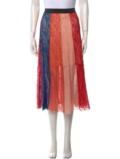 Pre-owned Maje Lace Pattern Midi Length Skirt In Red