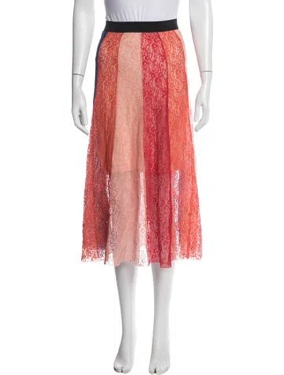Pre-owned Maje Lace Pattern Midi Length Skirt In Red