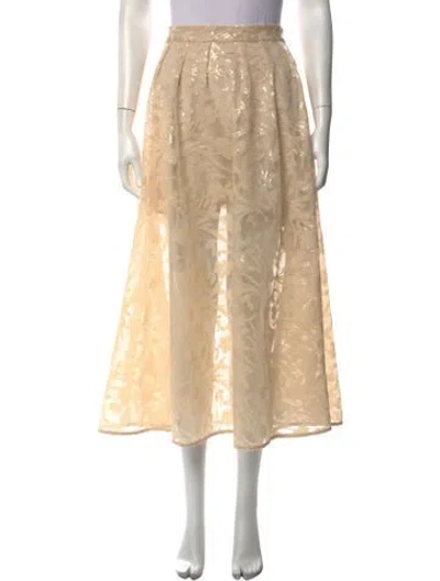 Pre-owned Maje Lace Pattern Midi Length Skirt W/ Tags In Neutrals