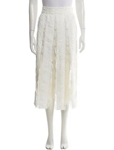 Pre-owned Maje Lace Pattern Midi Length Skirt In White