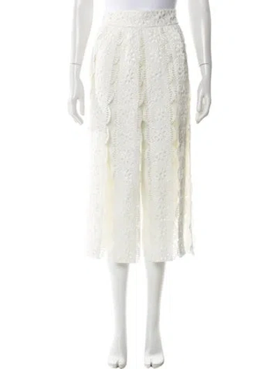 Pre-owned Maje Lace Pattern Midi Length Skirt In White