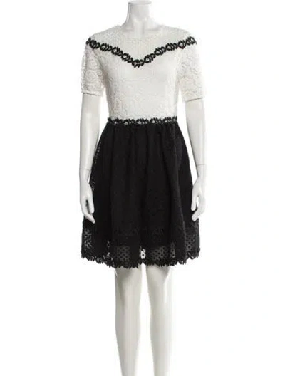Pre-owned Maje Lace Pattern Mini Dress In Black