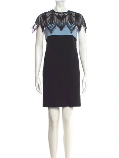 Pre-owned Maje Lace Pattern Mini Dress In Black