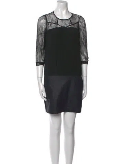 Pre-owned Maje Lace Pattern Mini Dress In Black