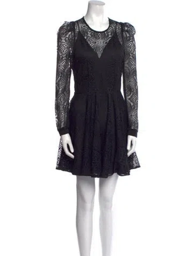 Pre-owned Maje Lace Pattern Mini Dress In Black