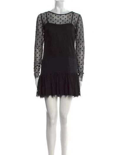 Pre-owned Maje Lace Pattern Mini Dress In Black