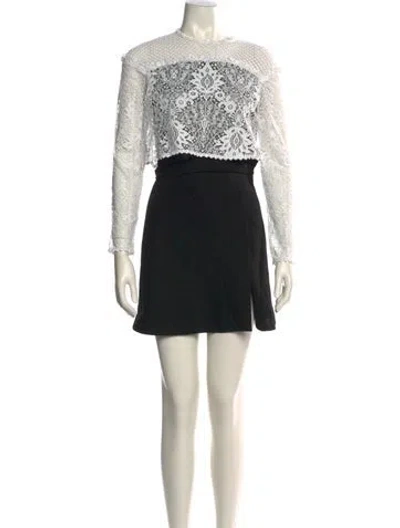 Pre-owned Maje Lace Pattern Mini Dress In Black
