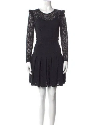Pre-owned Maje Lace Pattern Mini Dress In Black