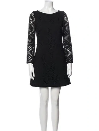 Pre-owned Maje Lace Pattern Mini Dress In Black