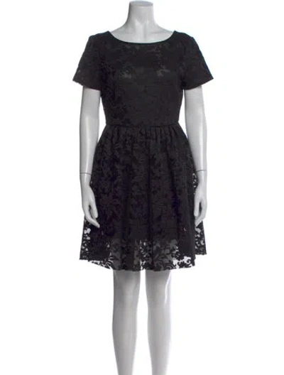 Pre-owned Maje Lace Pattern Mini Dress In Black