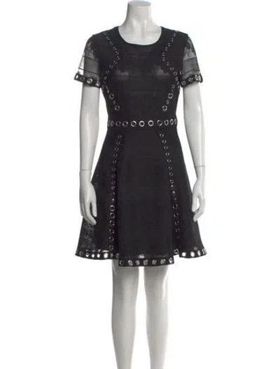 Pre-owned Maje Lace Pattern Mini Dress In Black