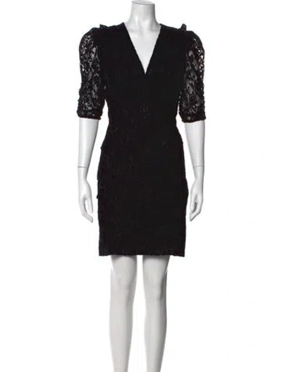 Pre-owned Maje Lace Pattern Mini Dress In Black