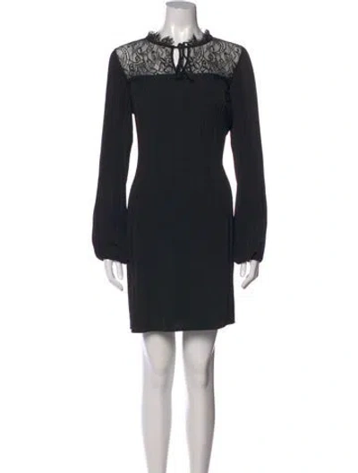 Pre-owned Maje Lace Pattern Mini Dress In Black