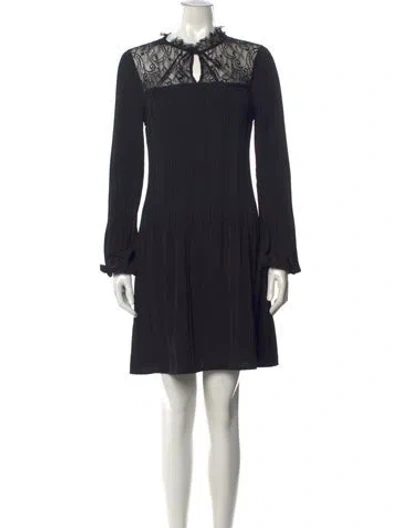 Pre-owned Maje Lace Pattern Mini Dress In Black