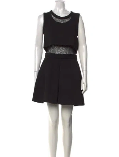 Pre-owned Maje Lace Pattern Mini Dress In Black